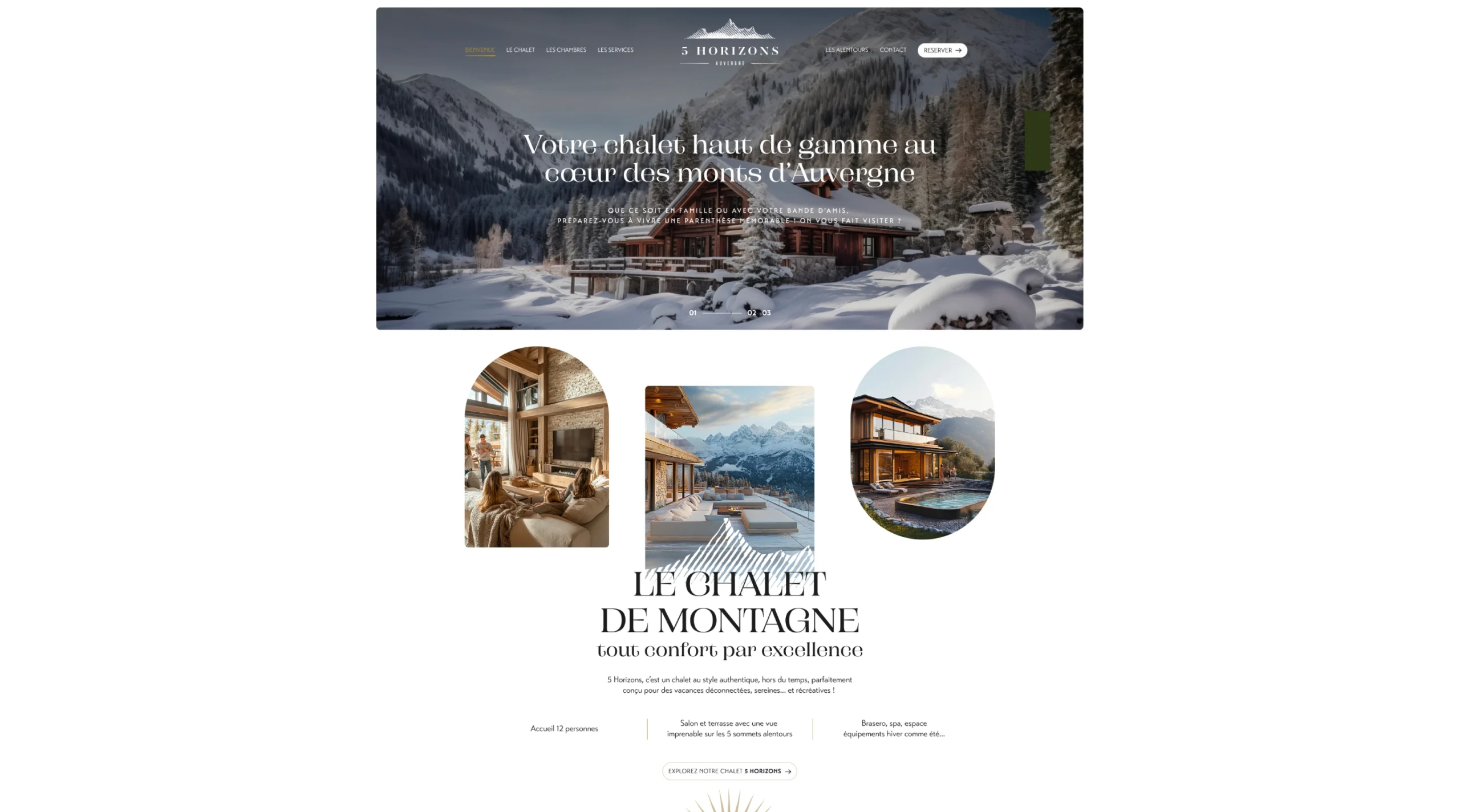 Maquette de la page d'accueil 5 horizons