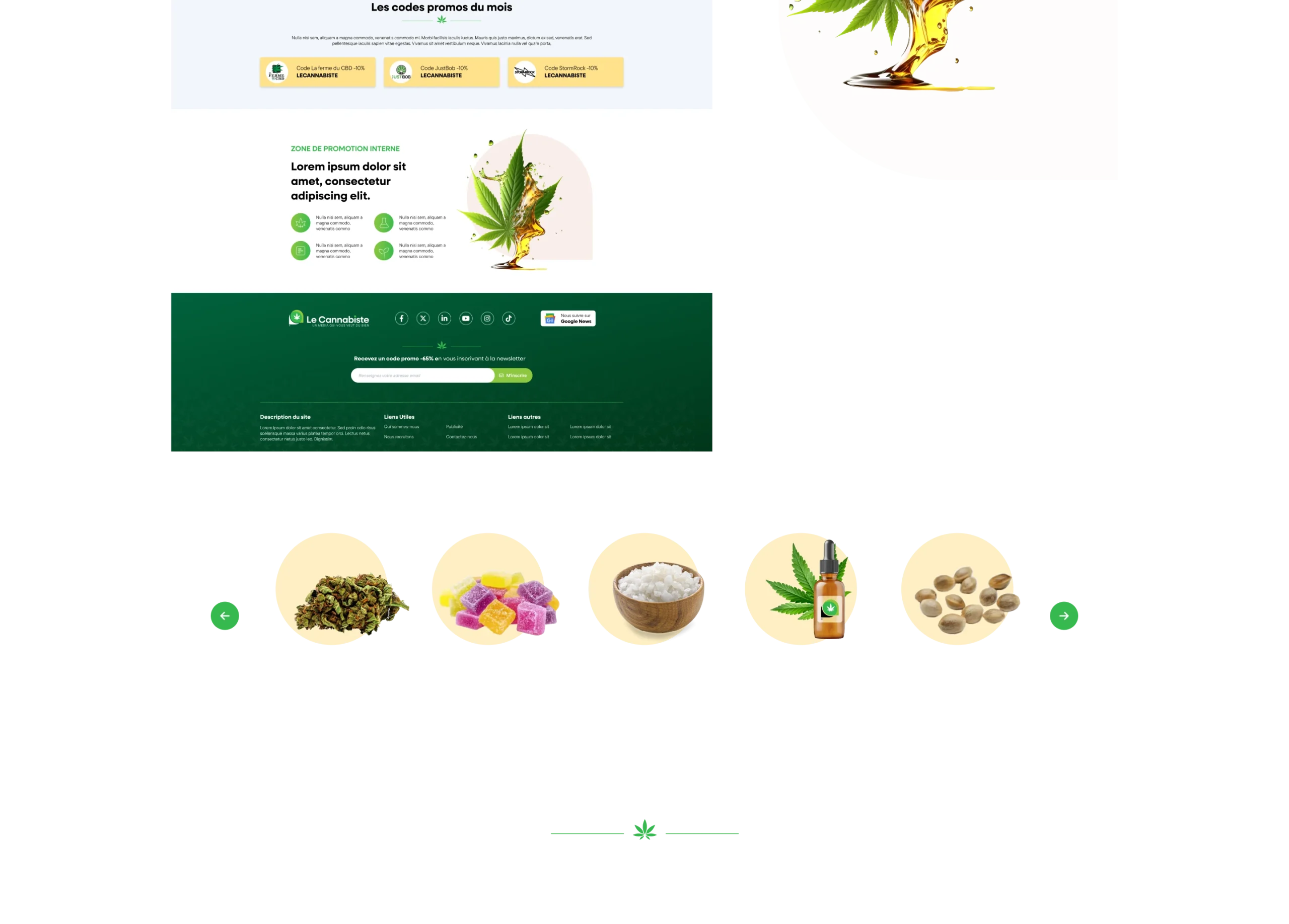 Design UI des pages intérieures Le Cannabiste