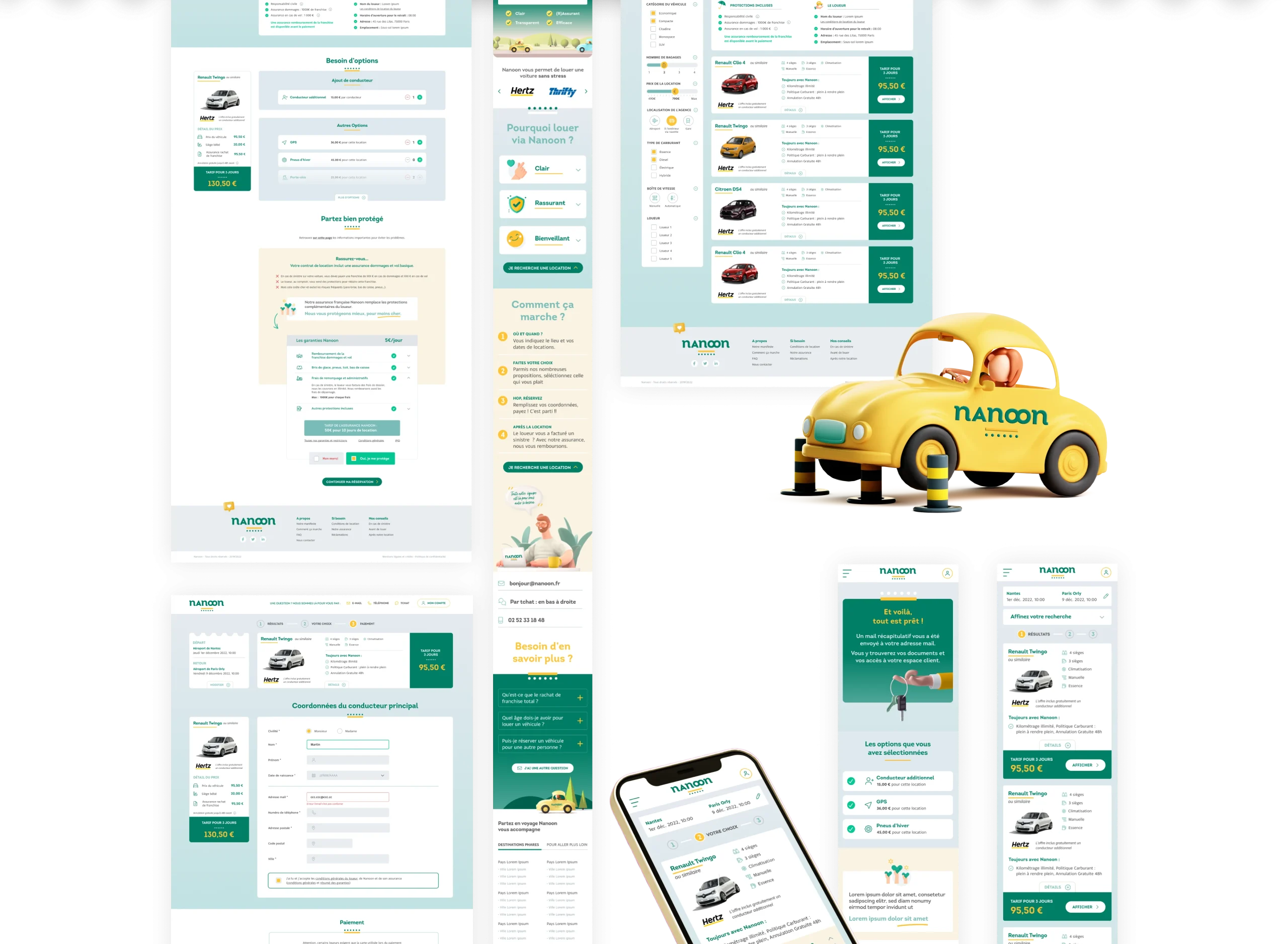 Maquette des pages intérieures du site