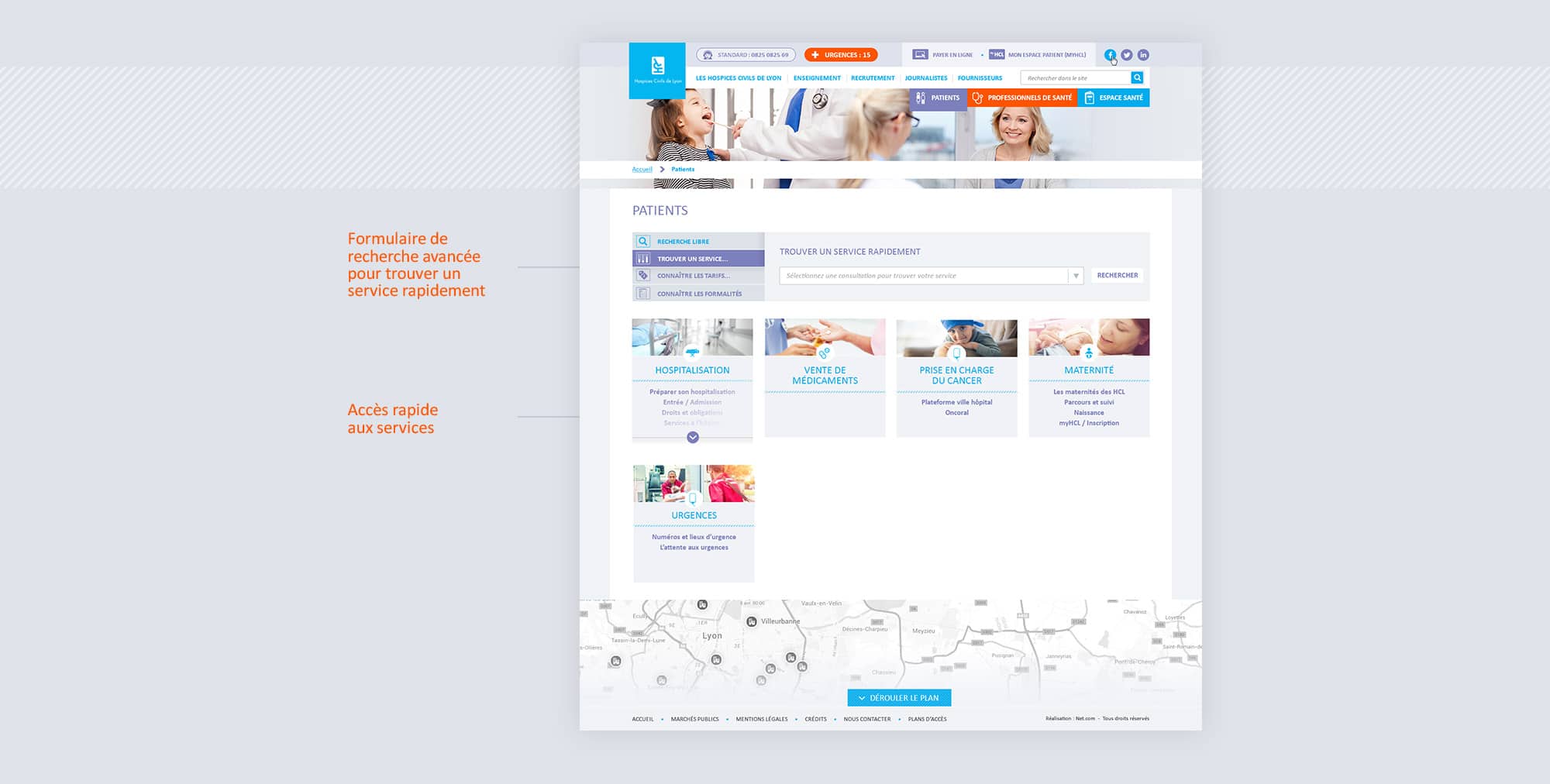 Webdesign de l'annuaire de l'hôpital